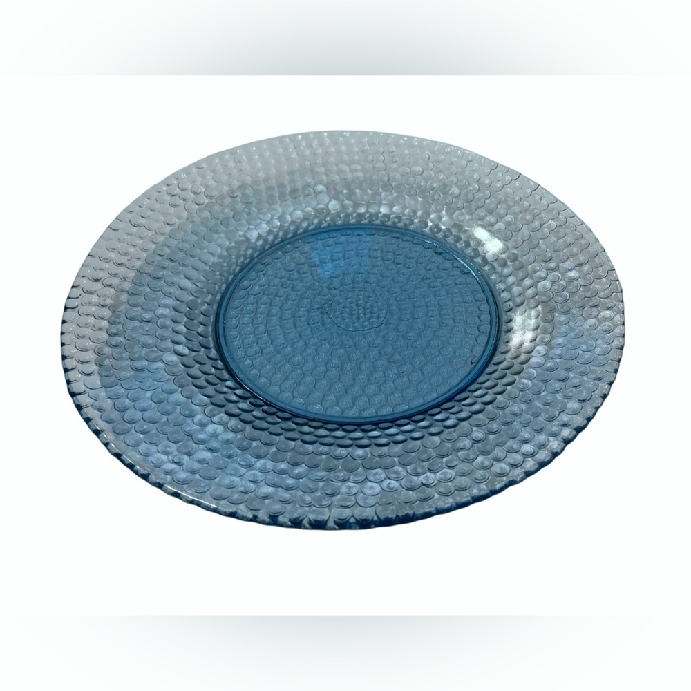 Vintage Honeycomb / Hobnail Blue Glass 13” Platter